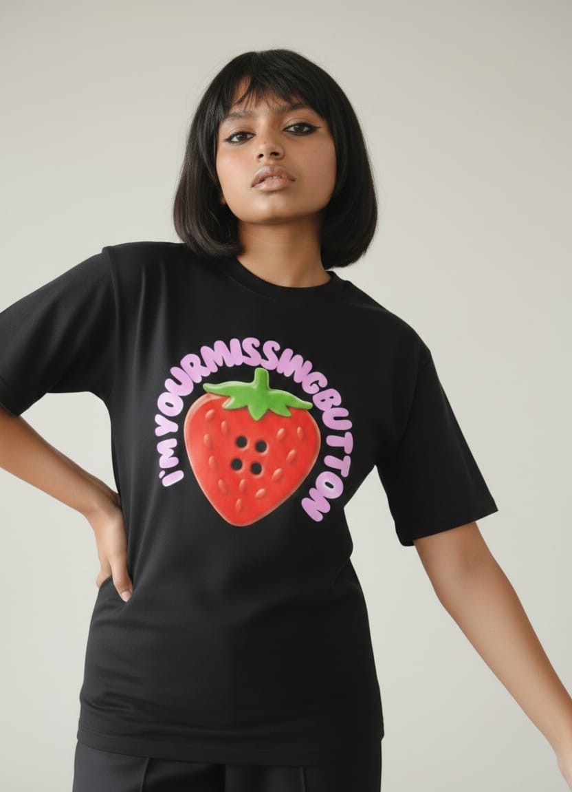 The "Missing Button" Strawberry Tee 🍓
